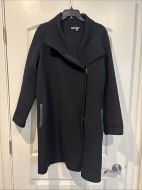 Vince Black Wool Open-Front Shawl Collar Coat